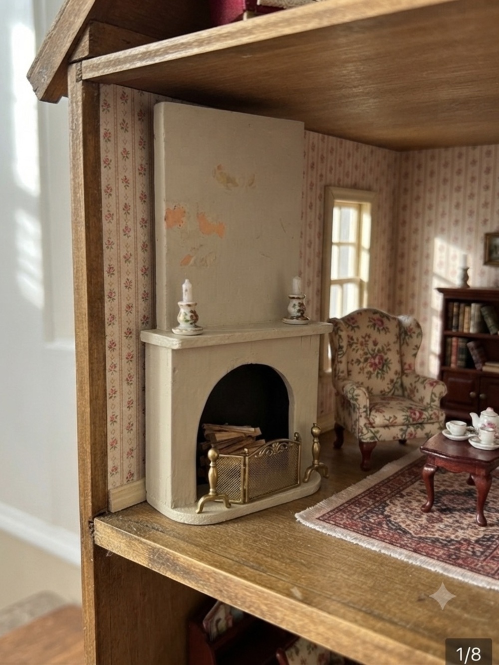 Distress Wooden dollhouse Fireplace mantle